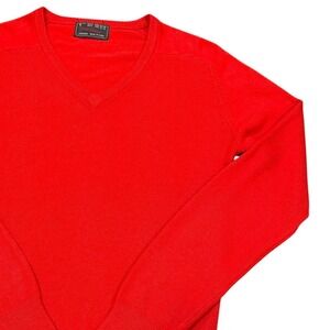 Vintage Prep Stop JCPenney Woman Red V-Neck Sweater Size S 18-20 Retro Knit
